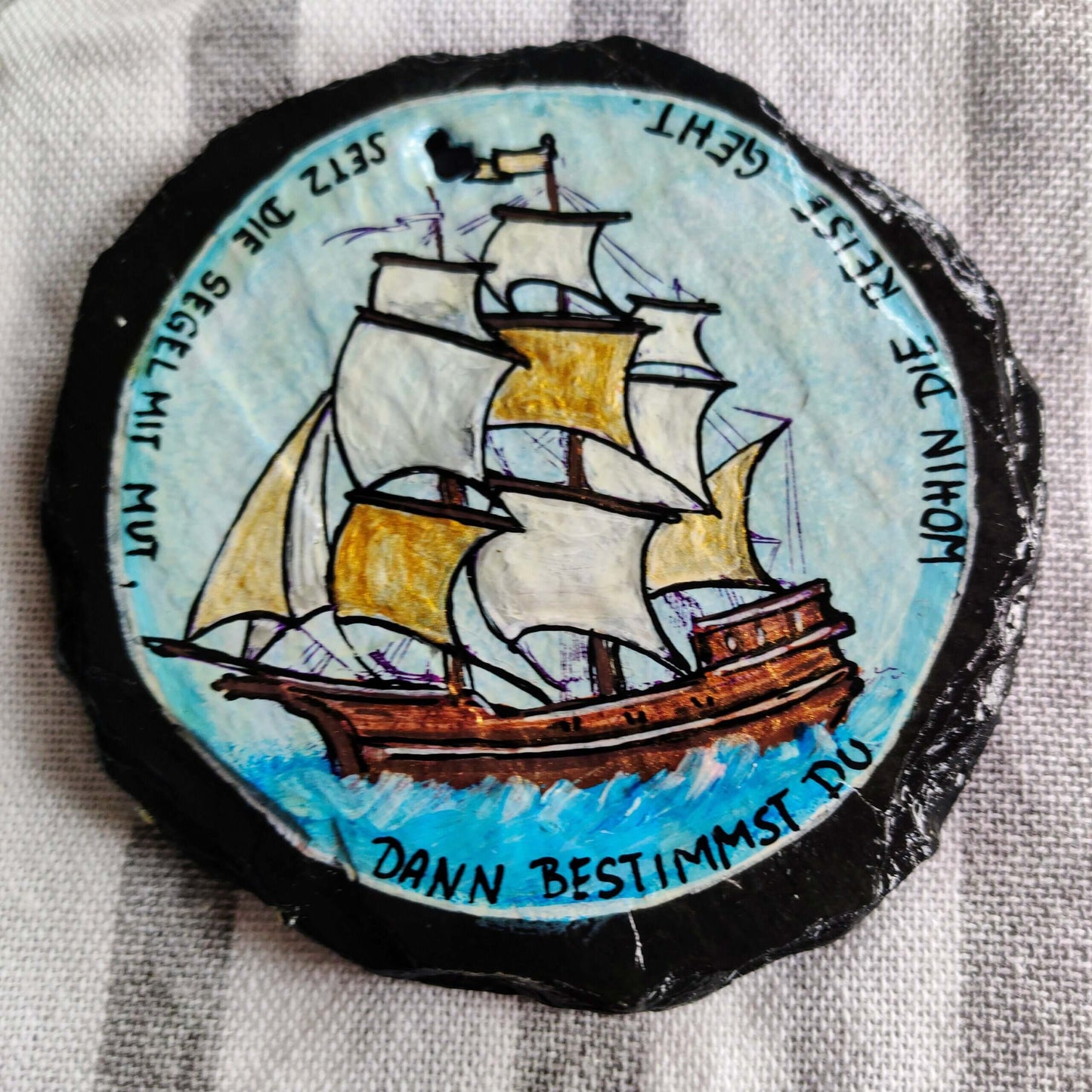 Untertasse Schiff "Segel setzen" Schiefer