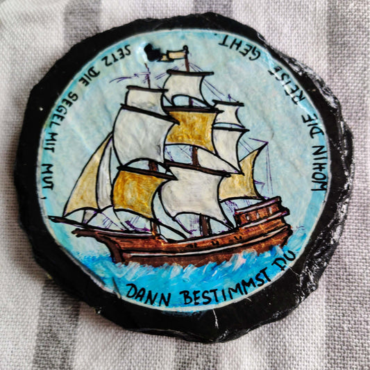 Untertasse Schiff "Segel setzen" Schiefer